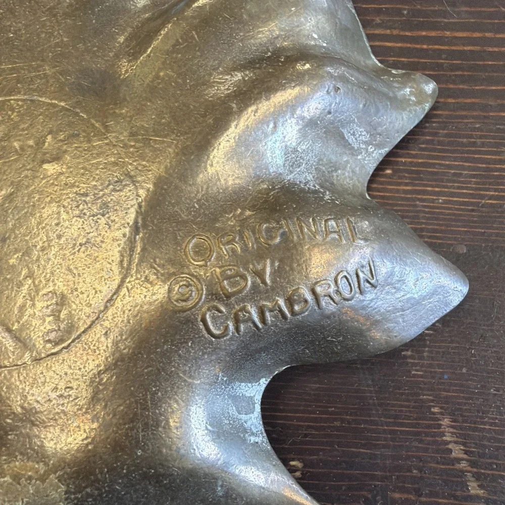 Vintage ORIGINAL by CAMBRON Heavy Solid Brass MAPLE LEAF DISH 410